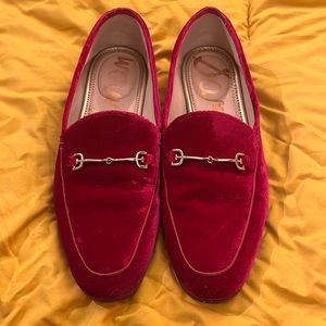 Sam Edelman velvet magenta loafers